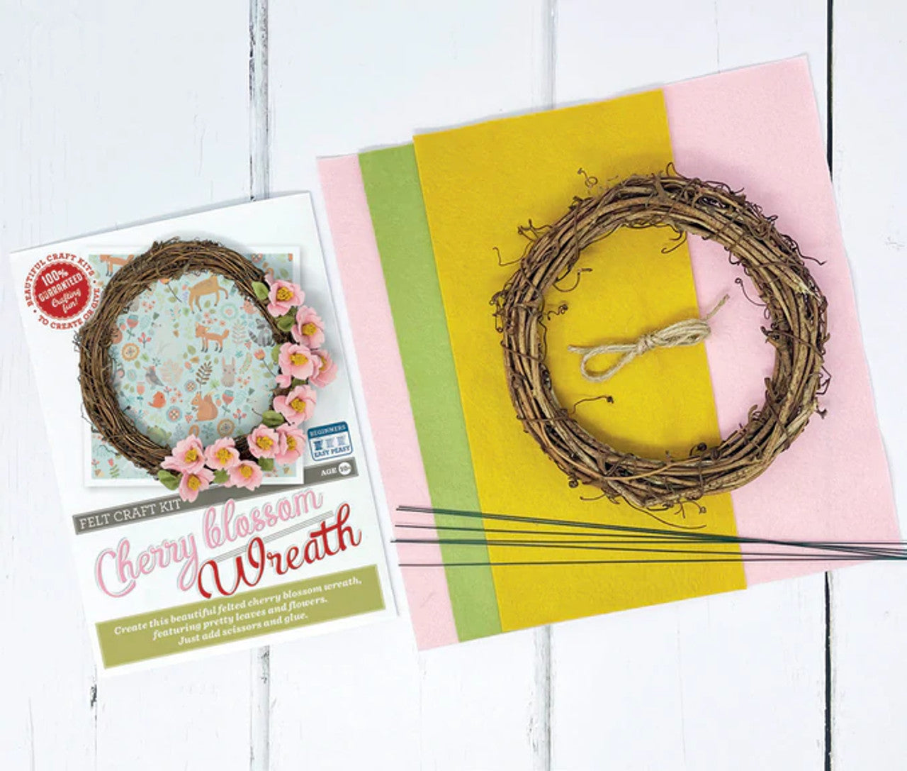 Kit de corona de flores de cerezo de fieltro