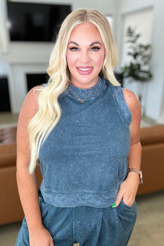 Camiseta sin mangas Chasing the Gains en azul pizarra