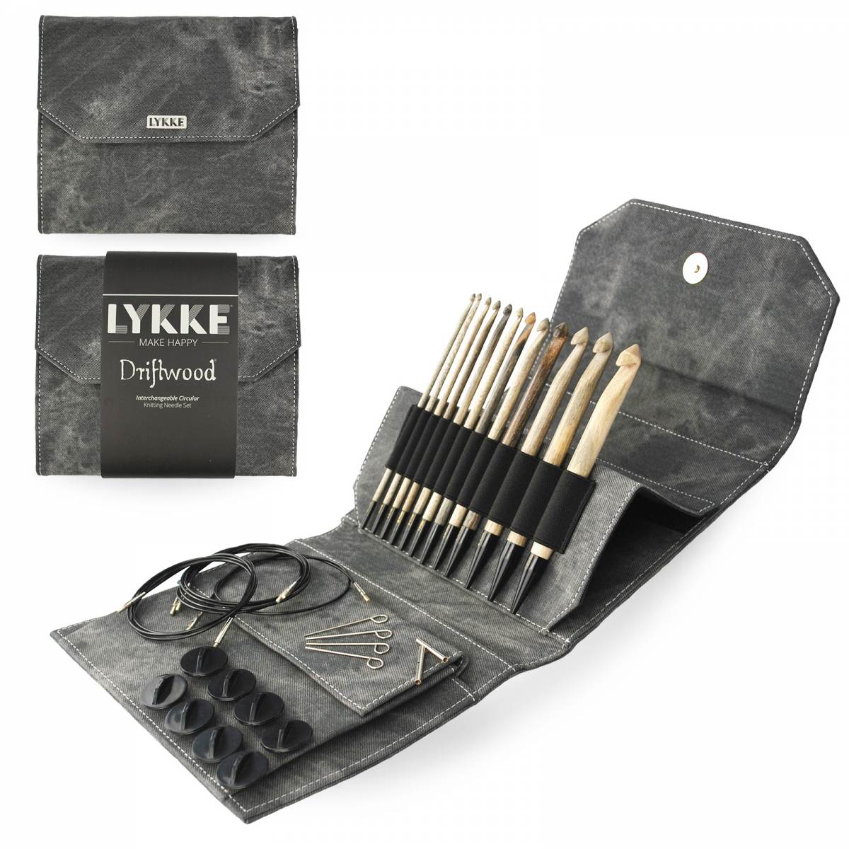 Lykke Driftwood 6" Interchangeable Crochet Hook Set - Grey Denim Effect