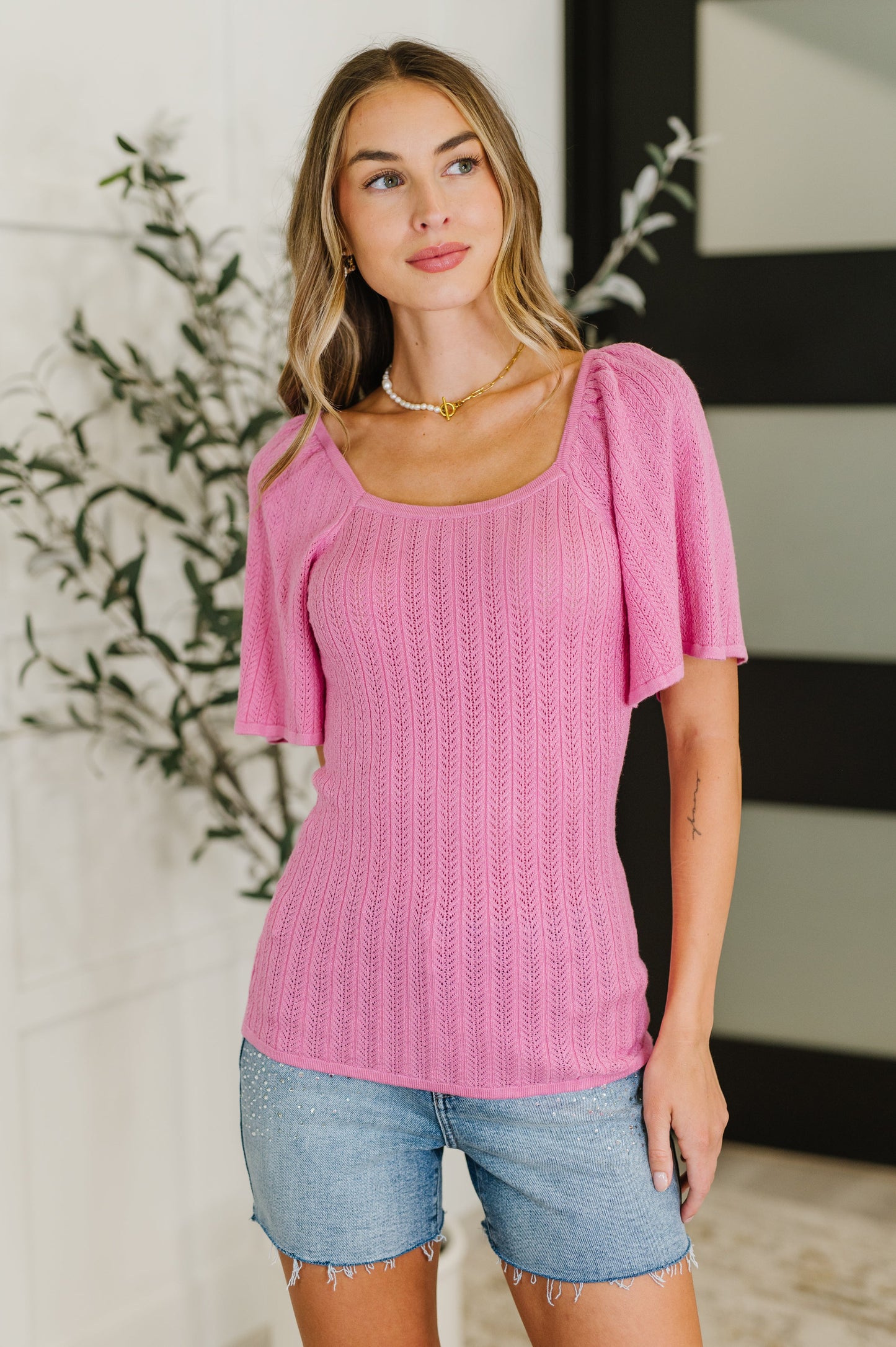 PREORDEN: Blusa de punto con mangas estilo kimono en color fucsia