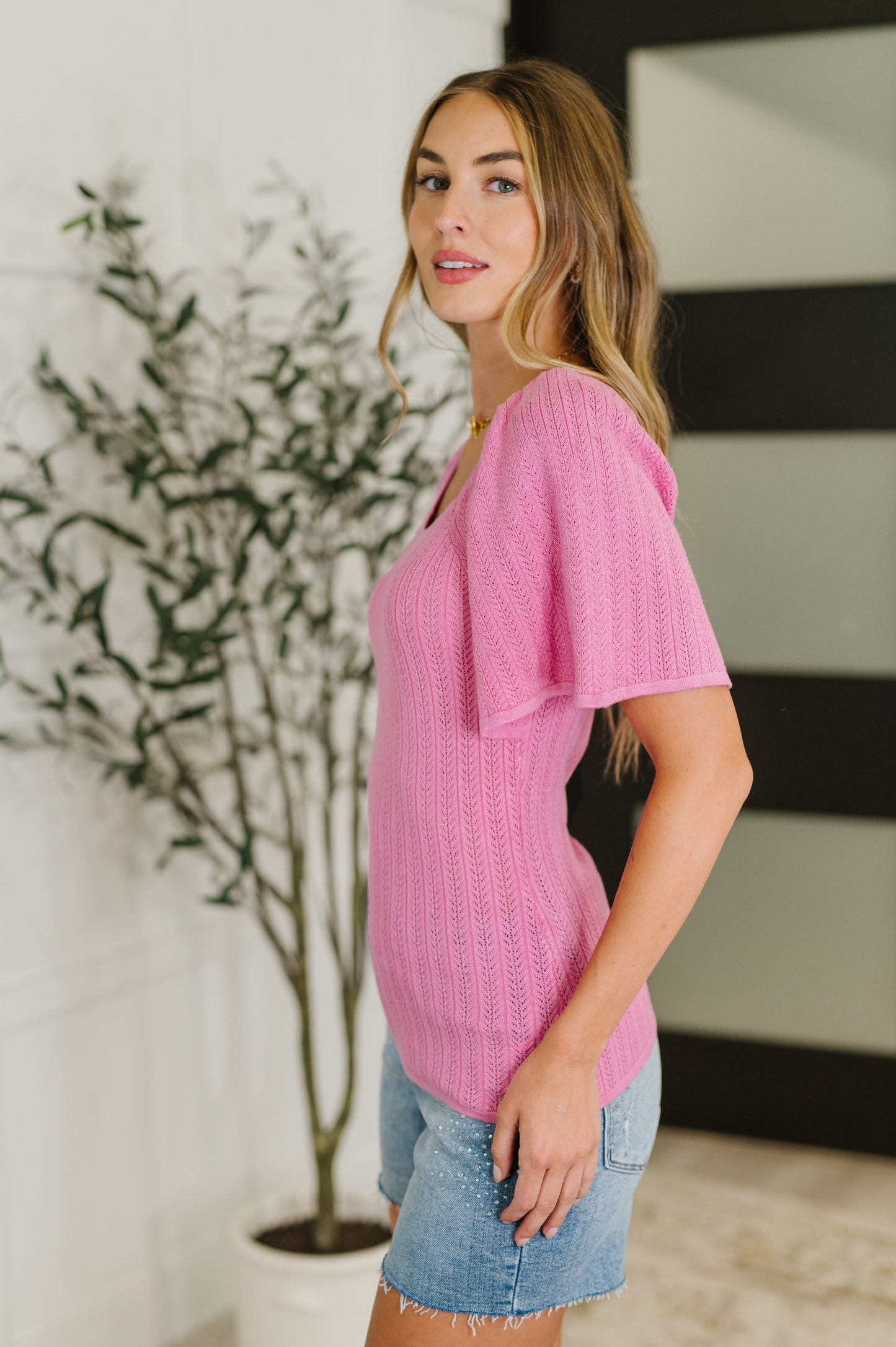 PREORDEN: Blusa de punto con mangas estilo kimono en color fucsia