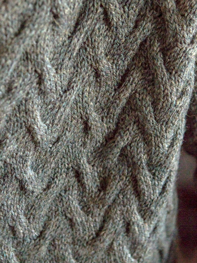 Close-up of a cable knit pattern