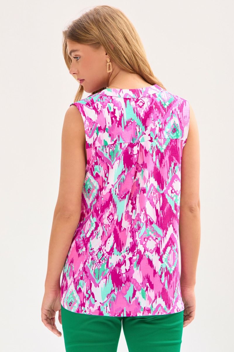 Camiseta sin mangas Dear Scarlett Lizzy en rosa y verde azulado