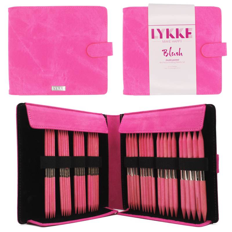 LYKKE Blush 6" Double-Pointed Needle Set - Large Sizes - Fuchsia Denim Effect