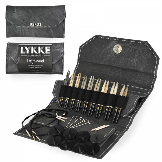 Lykke Driftwood 3.5" Interchangeable Circular Knitting Needle Set - Grey Denim Case