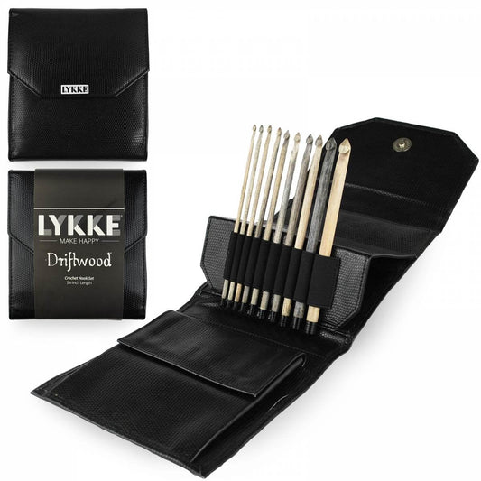 Lykke Driftwood 6" Crochet Hook Set in Faux Leather Pouch