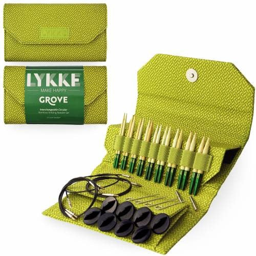 Juego intercambiable Lykke Grove Bamboo de 3,5" - Tejido de cesta verde