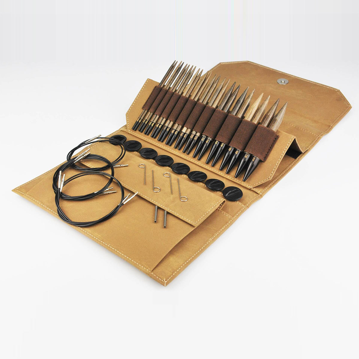LYKKE Umber 5" Interchangeable Circular Knitting Needle Set - Brown Denim Effect