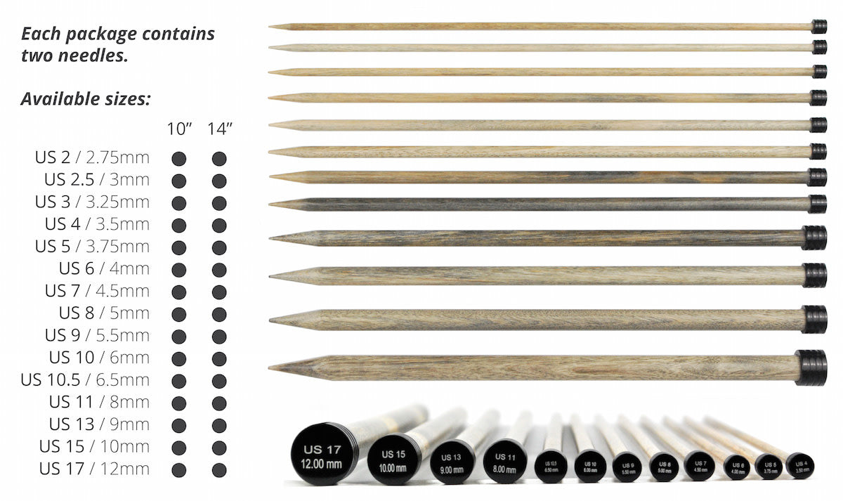 Lykke Driftwood 10" Straight Single-Pointed Needles
