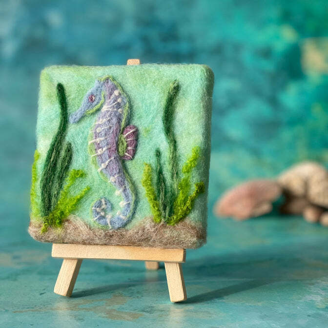 Seahorse Mini Masterpiece Painted Wool Needle Felting Kit