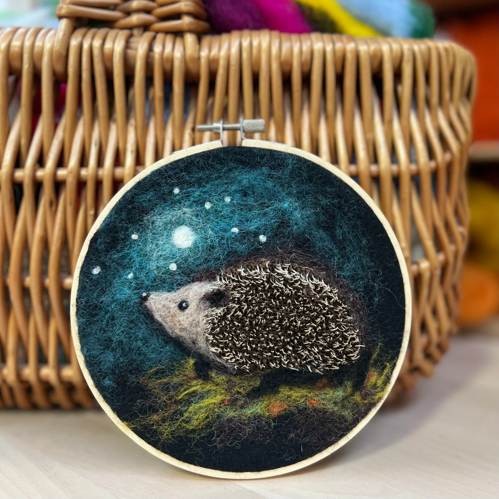 Hedgehog in a Hoop Painted Wool Needle Felting Kit