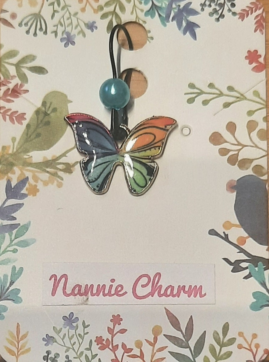 Nannie Charm Single  Stitch Marker - Flutterby