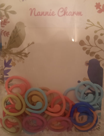 Nannie Charm  *Spirals* open Metal Stitch Markers best for Crochet