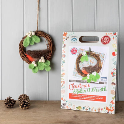 Felt Christmas Robin Wreath Needle Felting Kit