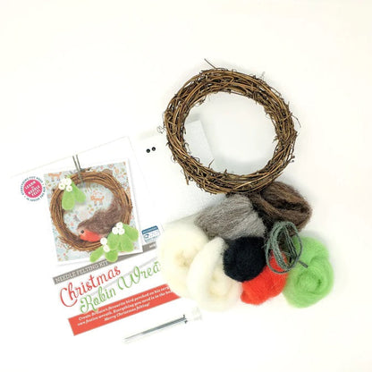 Felt Christmas Robin Wreath Needle Felting Kit