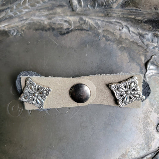 JUL Designs Medieval Latch Stud Snap Closure - Pewter Leather