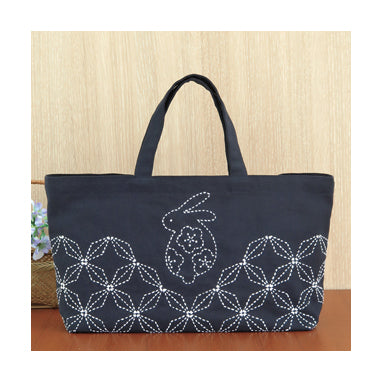 Olympus Sashiko Kit - Tote Bag - Rabbit & Hana-bishi