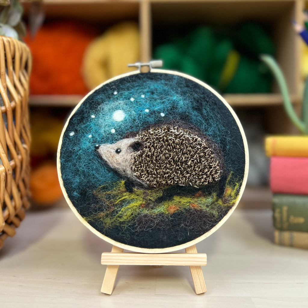 Hedgehog in a Hoop Painted Wool Needle Felting Kit