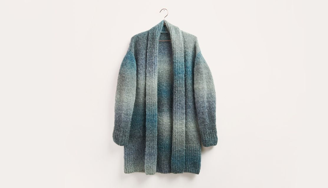 Knit Cardigan in Fashion Alpaca Superfine Heavens Big Cloud Blue Aqua