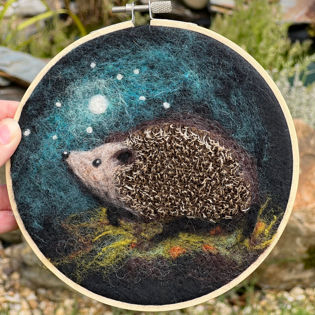 Hedgehog in a Hoop Painted Wool Needle Felting Kit