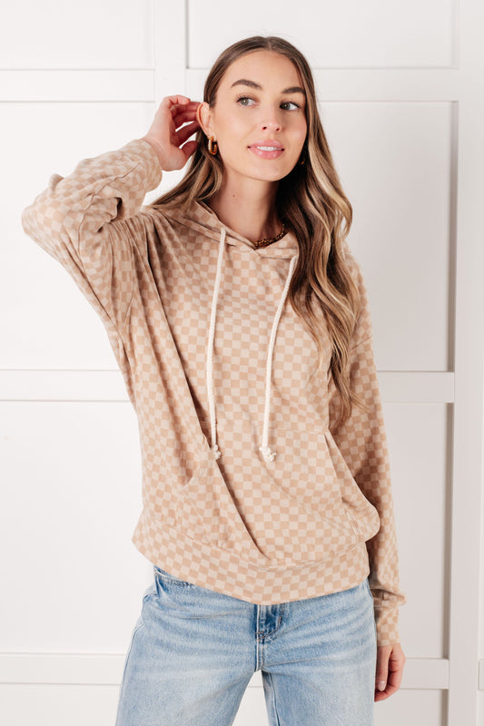 Sudadera con capucha a cuadros Ask Me Out en color caqui