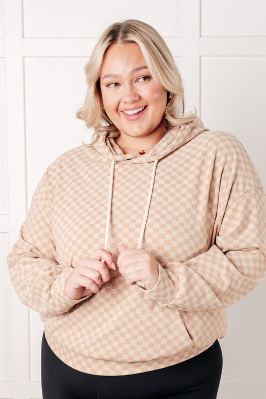Sudadera con capucha a cuadros Ask Me Out en color caqui