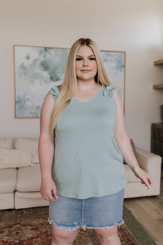 Camiseta sin mangas con detalle de volantes Good For You