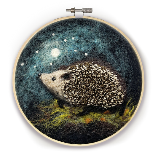 Hedgehog in a Hoop Painted Wool Needle Felting Kit