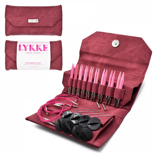 Lykke Blush 3.5" Interchangeable Circular Knitting Needle Set - Crimson Denim Effect