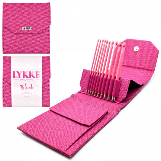 Lykke Blush 6" Crochet Hook Set in Magenta Basketweave Pouch