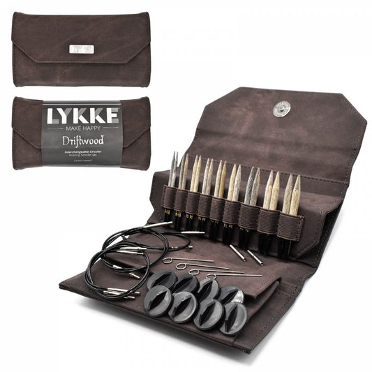 Lykke Driftwood 3.5" Interchangeable Circular Knitting Needle Set - Cacao Denim Case