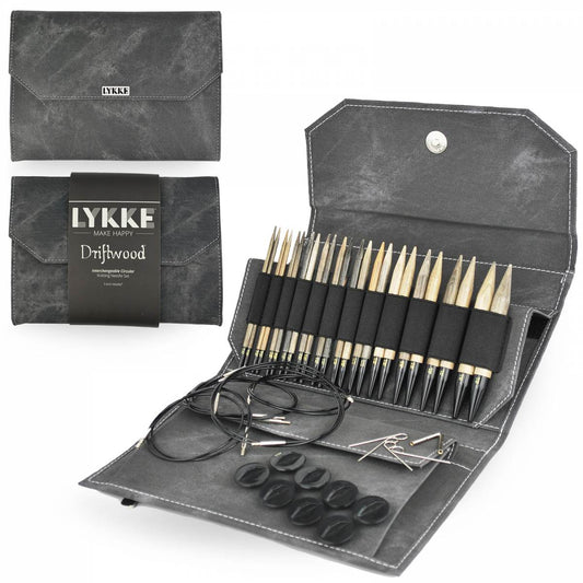 LYKKE Driftwood 5" Interchangeable Circular Knitting Needle Set Driftwood - Grey Denim Effect