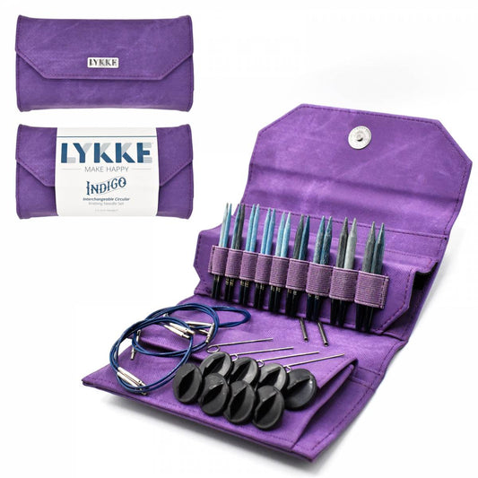 Lykke Indigo 3.5" Interchangeable Circular Knitting Needle Set - Violet Denim Effect