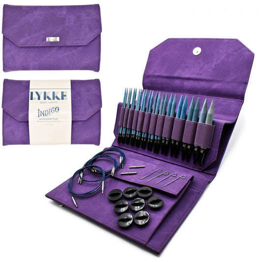 LYKKE Indigo 5" Interchangeable Circular Knitting Needle Set - Violet Denim Effect