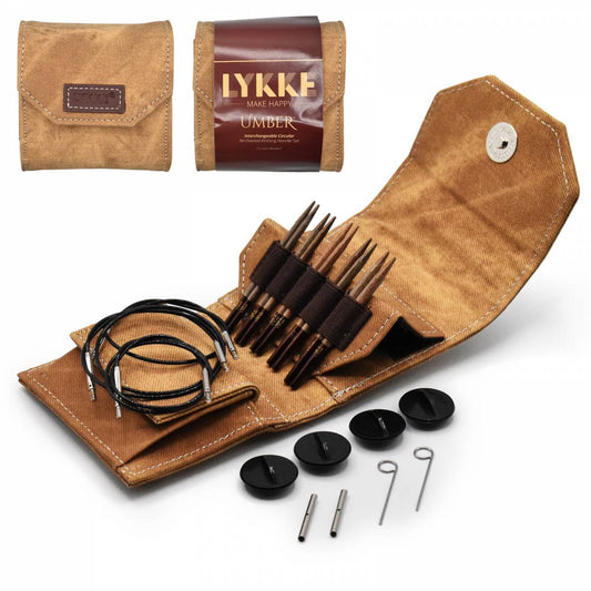 Lykke Umber 3.5" Interchangeable Starter Circular Knitting Needle Set - Brown Denim Effect