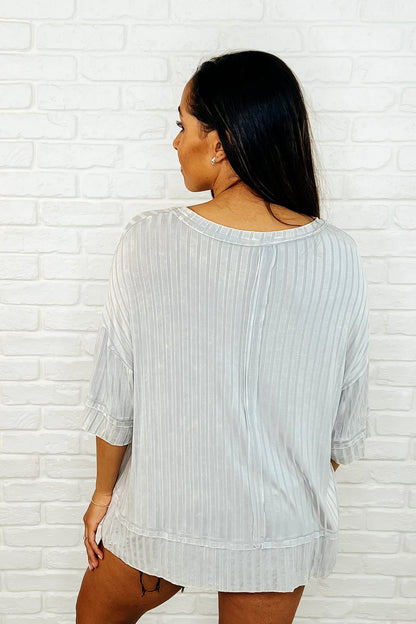Loosely Speaking Oversized Basic Top in Lt Grey