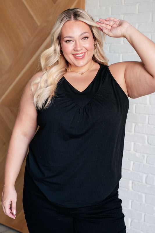 Camiseta de tirantes con cuello en V Not So Anxious en color negro