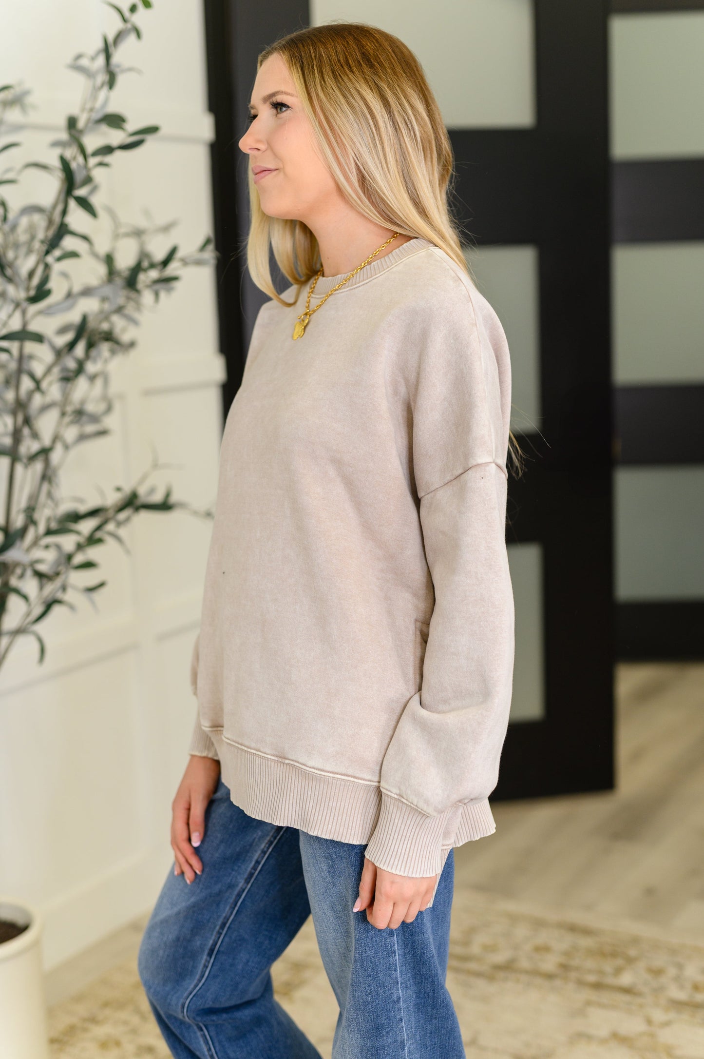 Safe and Secure Mineral Wash Pullover in Ash Mocha