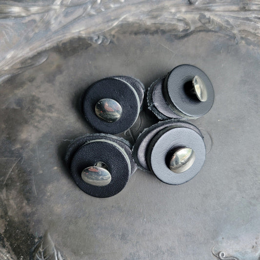 JUL Designs Leather Mini Stud Buttons - Black with Glossy, Set of 4