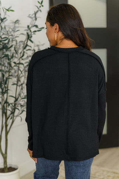 Top de punto acanalado con hombros caídos de Wander &amp; Rest en negro