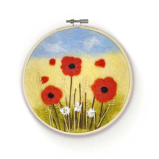 Poppies in a Hoop Painted Wool Needle Felting Kit