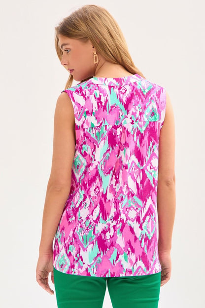 Camiseta sin mangas Dear Scarlett Lizzy en rosa y verde azulado