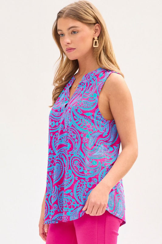 Camiseta sin mangas Dear Scarlett Lizzy en rosa/aguamarina