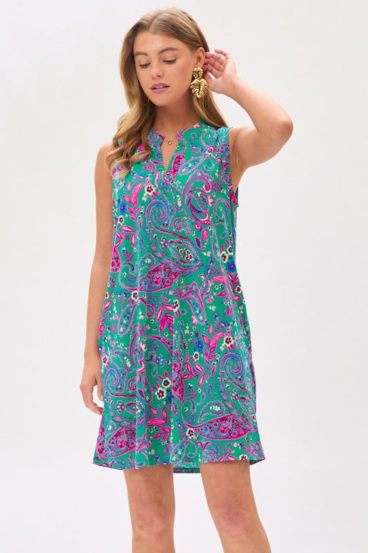Vestido de tirantes Dear Scarlett Lizzy en color esmeralda/rosa