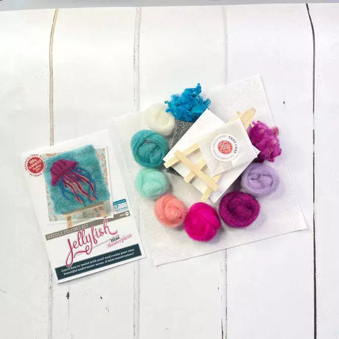 Jellyfish Mini Masterpiece Painted Wool Needle Felting Kit