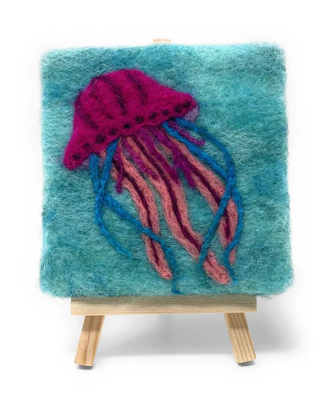 Jellyfish Mini Masterpiece Painted Wool Needle Felting Kit