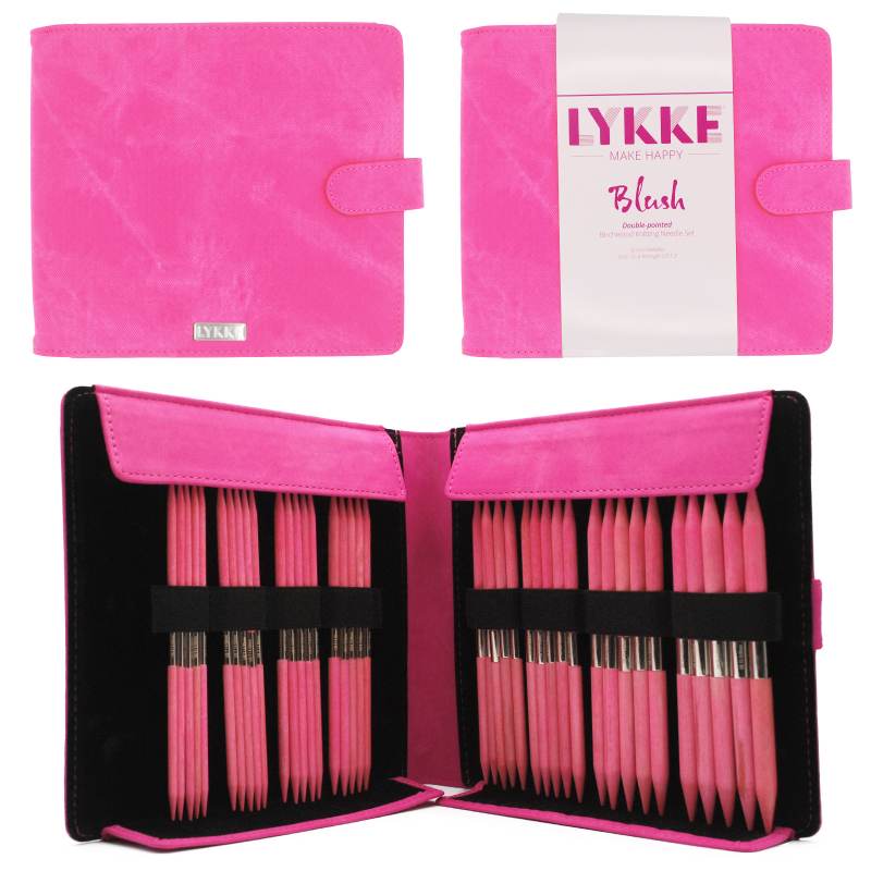 Juego de agujas de doble punta LYKKE Blush de 6" - Tallas grandes - Efecto denim fucsia