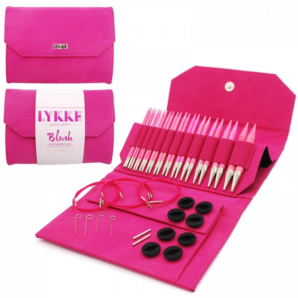 LYKKE Blush 5" Interchangeable Circular Knitting Needle Set - Fuchsia Denim Effect